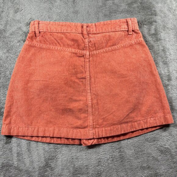 Free People Ray Corduroy Mini Skirt NWT Button Front Rust Orange/Brown Sz 4 C173 - Picture 4 of 11